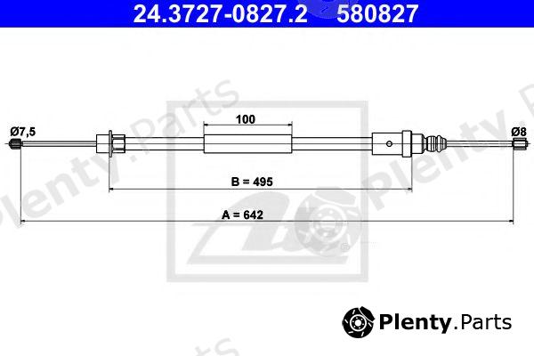 ATE part 24.3727-0827.2 (24372708272) Cable, parking brake