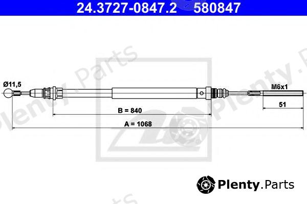  ATE part 24.3727-0847.2 (24372708472) Cable, parking brake