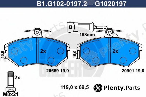 GALFER part B1.G102-0197.2 (B1G10201972) Brake Pad Set, disc brake