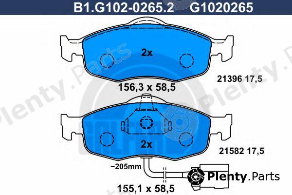  GALFER part B1.G102-0265.2 (B1G10202652) Brake Pad Set, disc brake