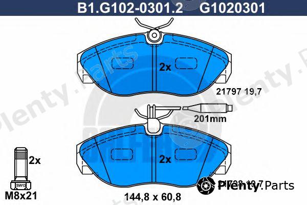  GALFER part B1.G1020301.2 (B1G10203012) Brake Pad Set, disc brake
