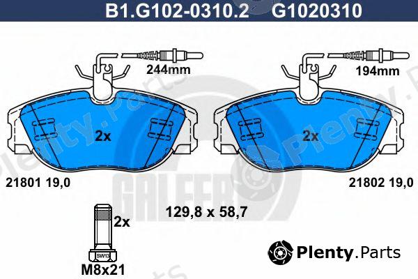  GALFER part B1.G102-0310.2 (B1G10203102) Brake Pad Set, disc brake