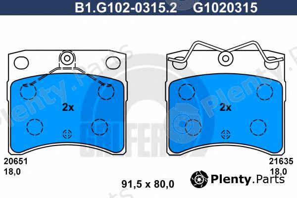 GALFER part B1.G102-0315.2 (B1G10203152) Brake Pad Set, disc brake