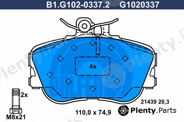  GALFER part B1.G102-0337.2 (B1G10203372) Brake Pad Set, disc brake