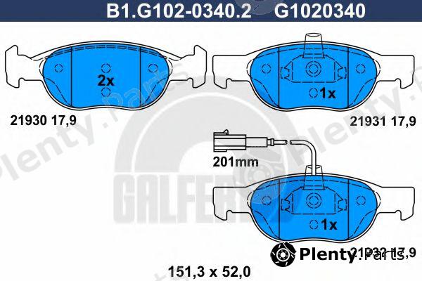  GALFER part B1.G102-0340.2 (B1G10203402) Brake Pad Set, disc brake