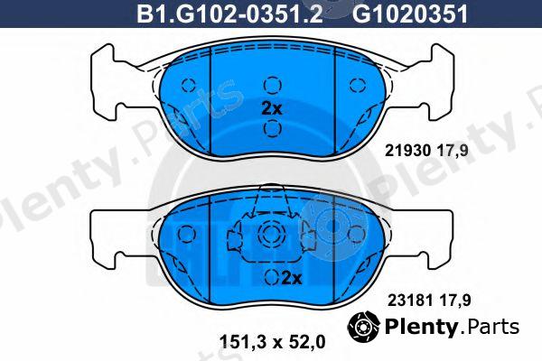  GALFER part B1.G102-0351.2 (B1G10203512) Brake Pad Set, disc brake