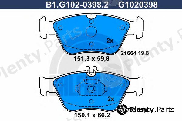  GALFER part B1.G102-0398.2 (B1G10203982) Brake Pad Set, disc brake