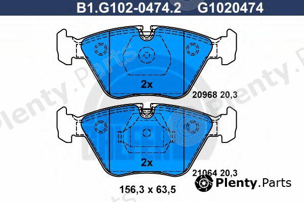  GALFER part B1.G102-0474.2 (B1G10204742) Brake Pad Set, disc brake