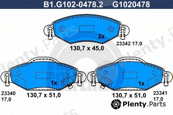  GALFER part B1.G102-0478.2 (B1G10204782) Brake Pad Set, disc brake