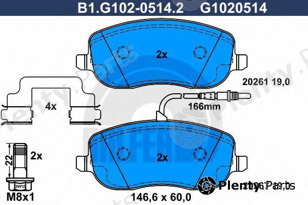  GALFER part B1.G102-0514.2 (B1G10205142) Brake Pad Set, disc brake