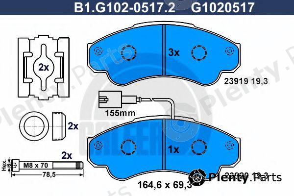  GALFER part B1.G102-0517.2 (B1G10205172) Brake Pad Set, disc brake