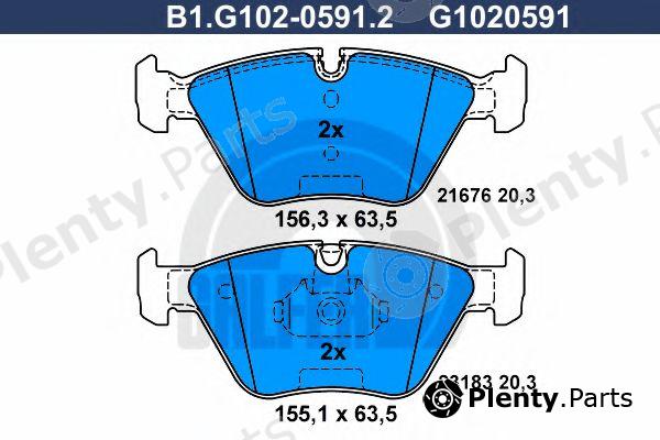  GALFER part B1.G102-0591.2 (B1G10205912) Brake Pad Set, disc brake