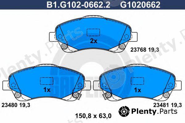  GALFER part B1.G102-0662.2 (B1G10206622) Brake Pad Set, disc brake