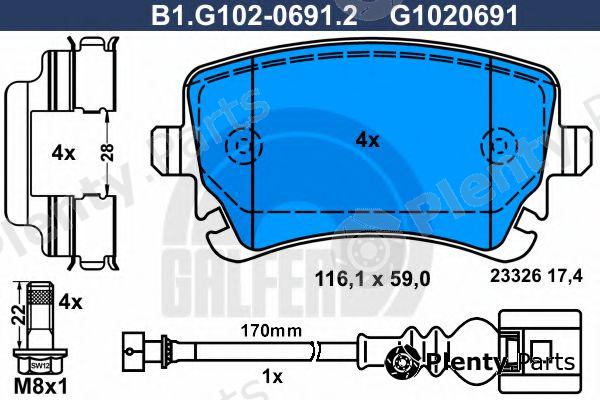  GALFER part B1.G102-0691.2 (B1G10206912) Brake Pad Set, disc brake