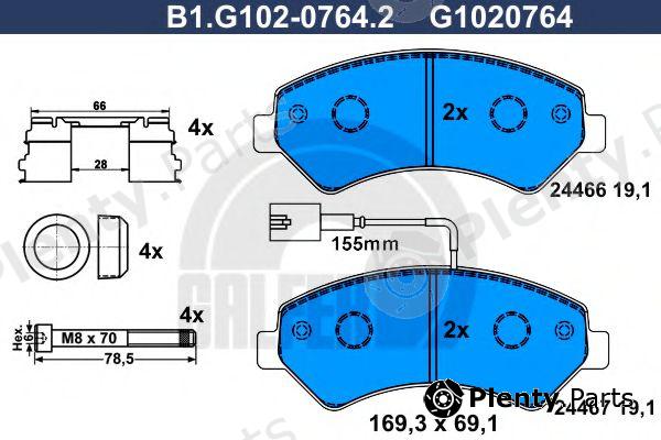  GALFER part B1.G102-0764.2 (B1G10207642) Brake Pad Set, disc brake