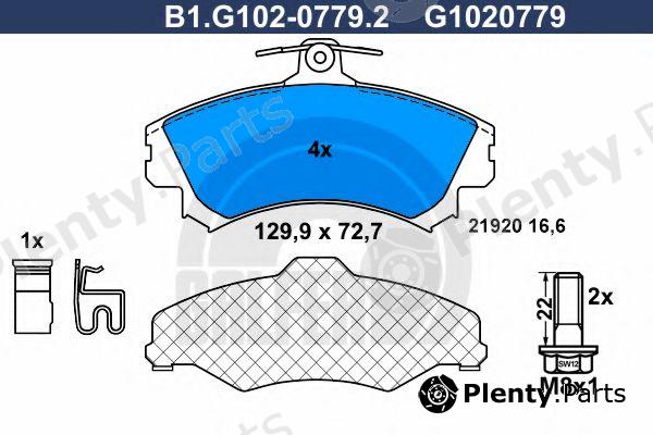  GALFER part B1.G102-0779.2 (B1G10207792) Brake Pad Set, disc brake