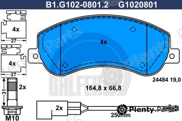  GALFER part B1.G102-0801.2 (B1G10208012) Brake Pad Set, disc brake