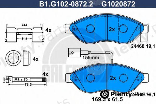  GALFER part B1.G102-0872.2 (B1G10208722) Brake Pad Set, disc brake