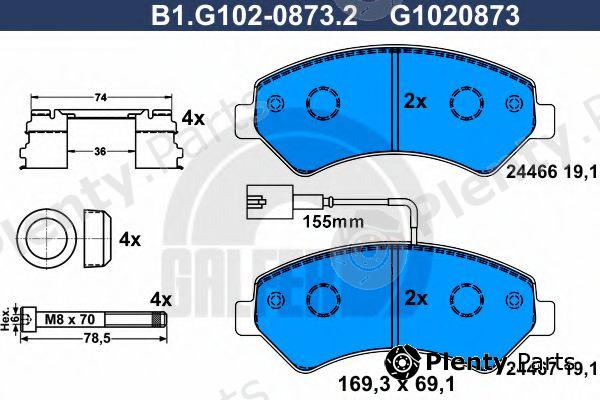  GALFER part B1.G102-0873.2 (B1G10208732) Brake Pad Set, disc brake