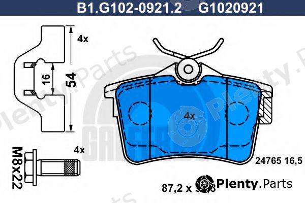  GALFER part B1.G102-0921.2 (B1G10209212) Brake Pad Set, disc brake