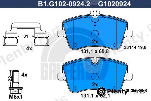  GALFER part B1.G102-0924.2 (B1G10209242) Brake Pad Set, disc brake