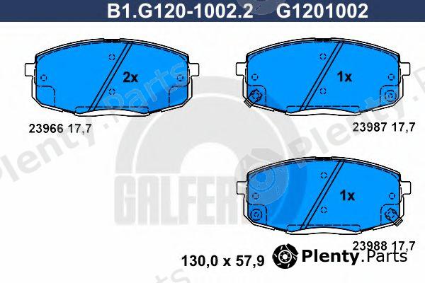  GALFER part B1.G120-1002.2 (B1G12010022) Brake Pad Set, disc brake