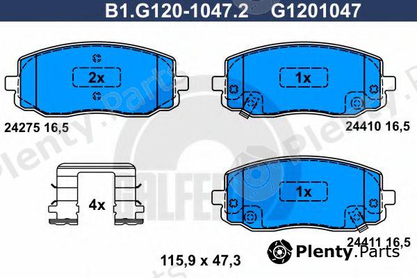  GALFER part B1.G120-1047.2 (B1G12010472) Brake Pad Set, disc brake