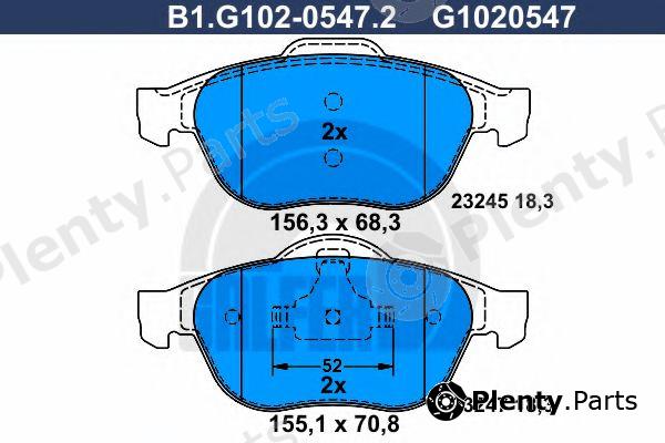  GALFER part B1.G102-0547.2 (B1G10205472) Brake Pad Set, disc brake