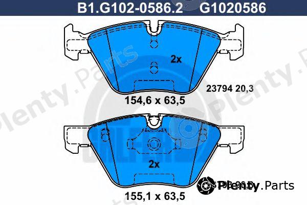  GALFER part B1.G102-0586.2 (B1G10205862) Brake Pad Set, disc brake