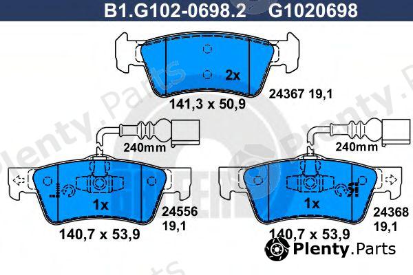  GALFER part B1.G102-0698.2 (B1G10206982) Brake Pad Set, disc brake