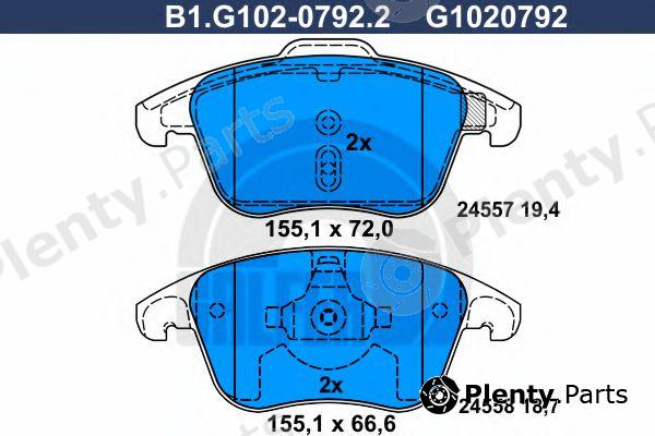  GALFER part B1.G102-0792.2 (B1G10207922) Brake Pad Set, disc brake