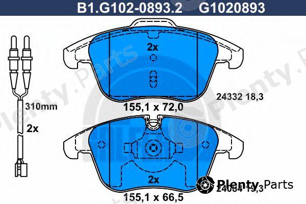  GALFER part B1.G102-0893.2 (B1G10208932) Brake Pad Set, disc brake