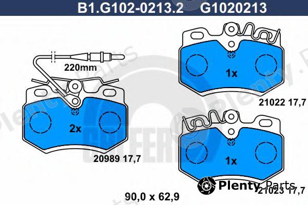  GALFER part B1.G102-0213.2 (B1G10202132) Brake Pad Set, disc brake