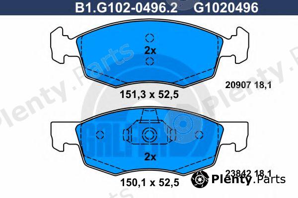  GALFER part B1.G102-0496.2 (B1G10204962) Brake Pad Set, disc brake