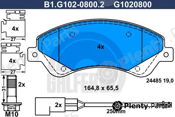  GALFER part B1.G102-0800.2 (B1G10208002) Brake Pad Set, disc brake