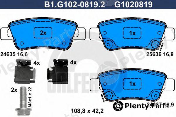  GALFER part B1.G102-0819.2 (B1G10208192) Brake Pad Set, disc brake