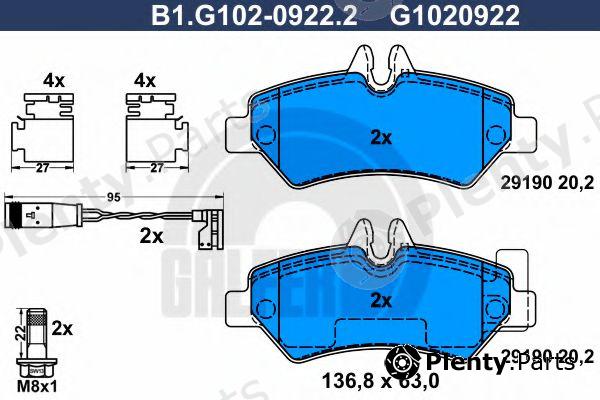  GALFER part B1.G102-0922.2 (B1G10209222) Brake Pad Set, disc brake