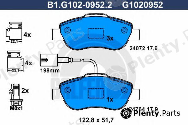  GALFER part B1.G102-0952.2 (B1G10209522) Brake Pad Set, disc brake