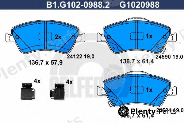  GALFER part B1.G102-0988.2 (B1G10209882) Brake Pad Set, disc brake