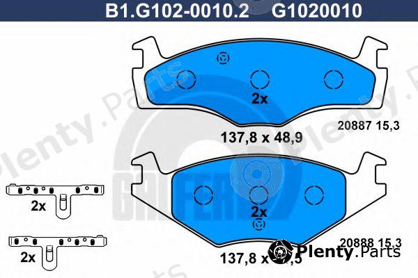  GALFER part B1.G102-0010.2 (B1G10200102) Brake Pad Set, disc brake