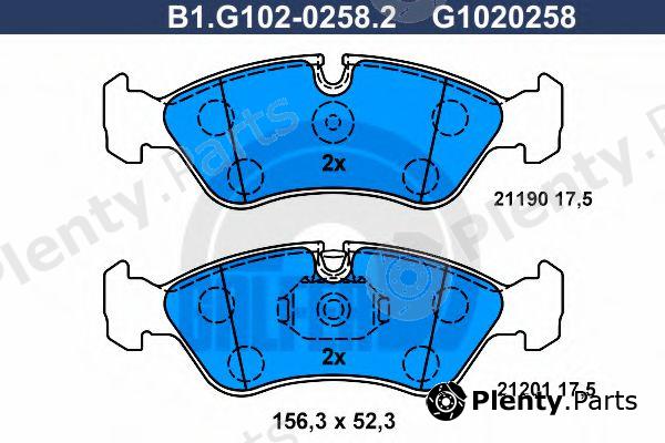  GALFER part B1.G102-0258.2 (B1G10202582) Brake Pad Set, disc brake