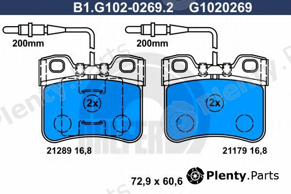  GALFER part B1.G102-0269.2 (B1G10202692) Brake Pad Set, disc brake
