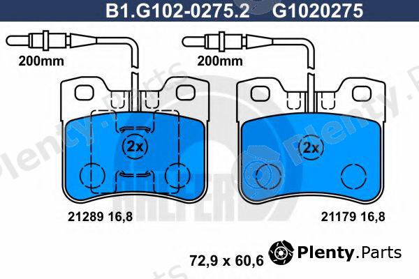  GALFER part B1.G102-0275.2 (B1G10202752) Brake Pad Set, disc brake