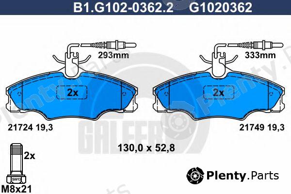  GALFER part B1.G102-0362.2 (B1G10203622) Brake Pad Set, disc brake