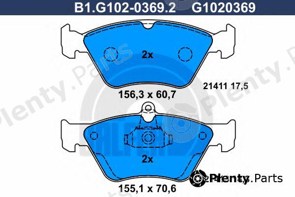 GALFER part B1.G102-0369.2 (B1G10203692) Brake Pad Set, disc brake