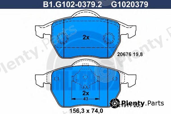  GALFER part B1.G102-0379.2 (B1G10203792) Brake Pad Set, disc brake