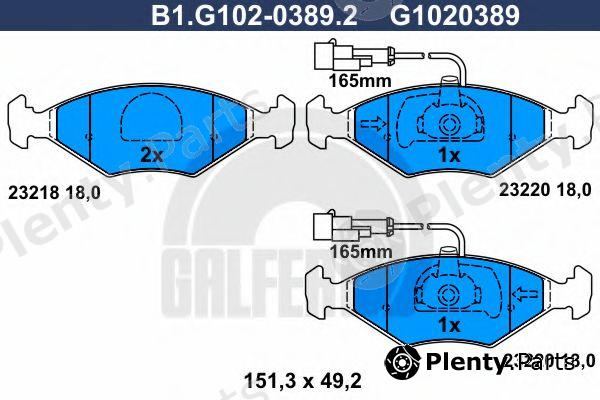  GALFER part B1.G102-0389.2 (B1G10203892) Brake Pad Set, disc brake