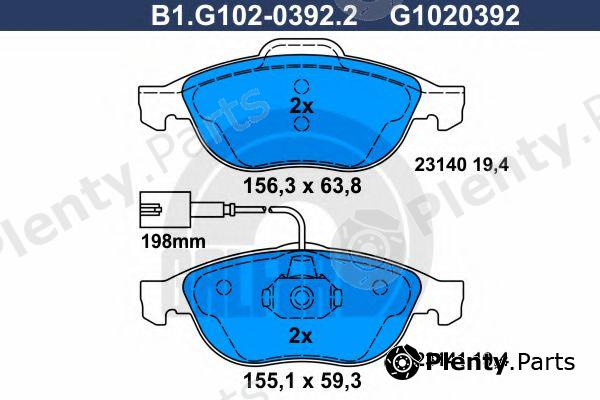  GALFER part B1.G102-0392.2 (B1G10203922) Brake Pad Set, disc brake