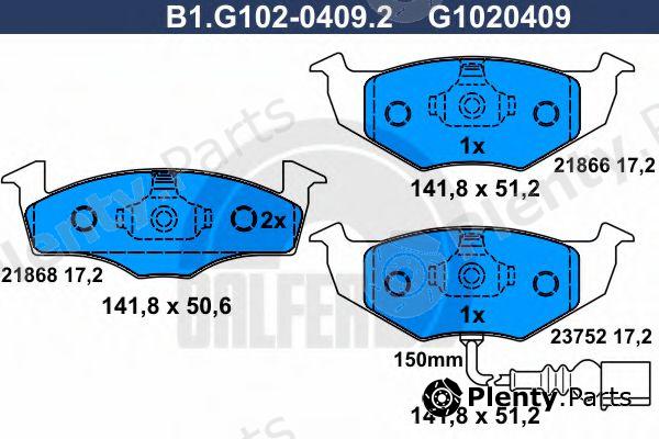  GALFER part B1.G102-0409.2 (B1G10204092) Brake Pad Set, disc brake
