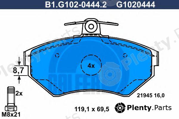  GALFER part B1.G102-0444.2 (B1G10204442) Brake Pad Set, disc brake